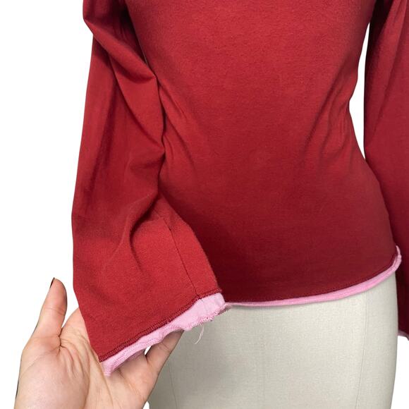 Vintage Y2K Peace on Earth Red and Pink Longsleeve Top - Picture 3 of 8